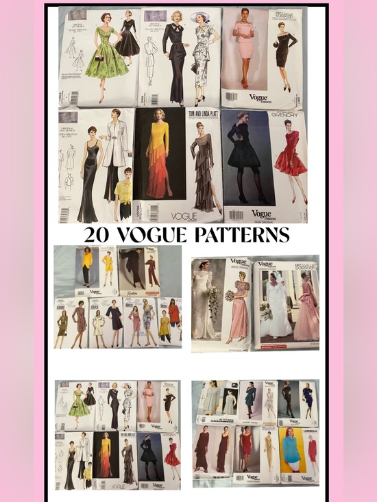 VOGUE patterns Other - 20 VOGUE Patterns Vtg 1987-2007 Designer Evening, Cocktail, Sport, Bridal UNCUT